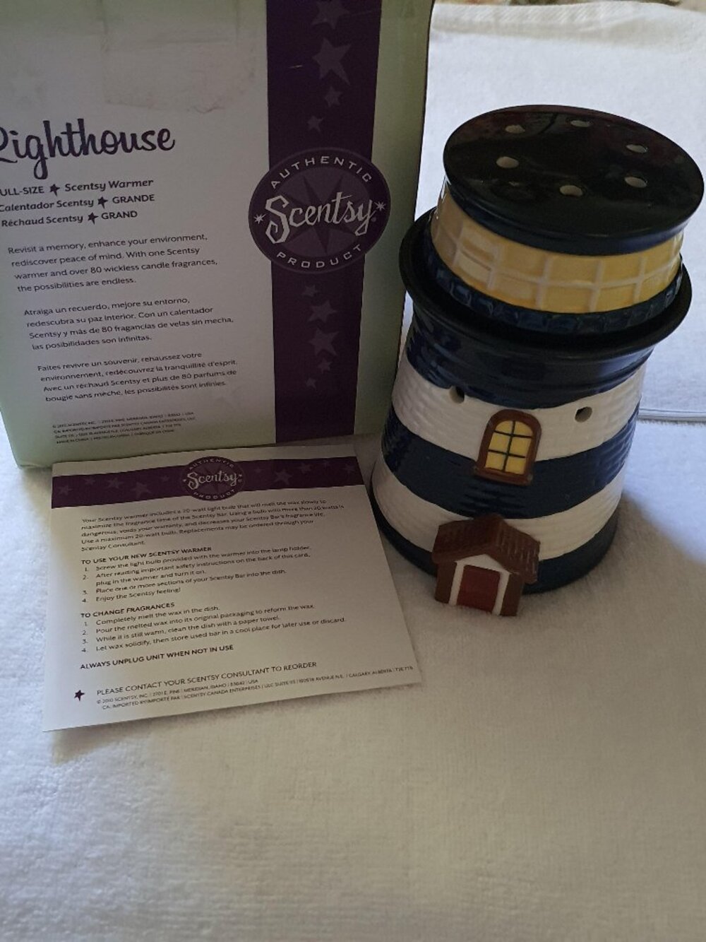 Scentsy Ceramic Nautical Lighthouse Wax Warmer Melt Retired Coastal Full Size